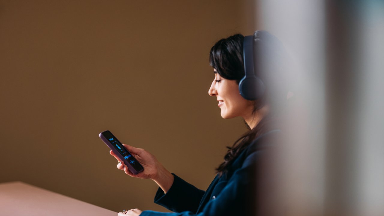 woman with headphones