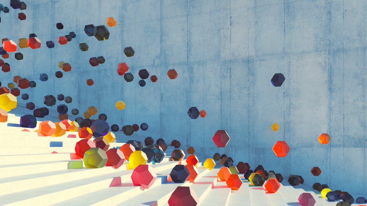 abstract shapes on stairwell